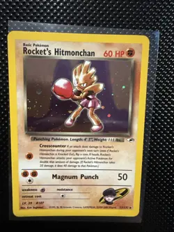 Rocket’s Hitmonchan 11/132 Pokemon TCG Gym Heroes Holo Foil SWIRL Rare Card - Image 1
