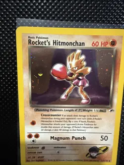 Rocket’s Hitmonchan 11/132 Pokemon TCG Gym Heroes Holo Foil SWIRL Rare Card - Image 2