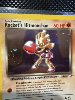 Rocket’s Hitmonchan 11/132 Pokemon TCG Gym Heroes Holo Foil SWIRL Rare Card - Image 3