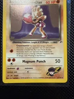 Rocket’s Hitmonchan 11/132 Pokemon TCG Gym Heroes Holo Foil SWIRL Rare Card - Image 4