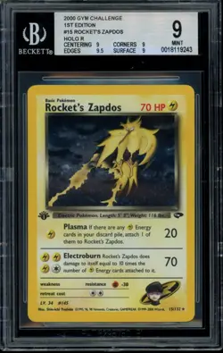 Pokemon 2000 Gym Challenge 1st Edition #15 Rocket's Zapdos BGS 9 SUBGRADES - Image 1