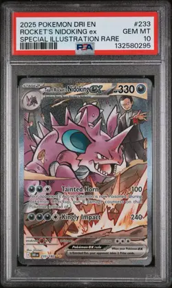 Pokemon Destined Rivals Team Rocket's Nidoking ex SIR 233/182 PSA 10 - Image 1