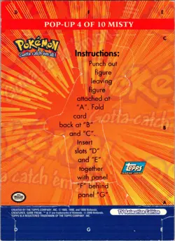 2000 Topps Pokemon TV Animation Edition Series 3 #4 Misty Pop Ups - Image 2