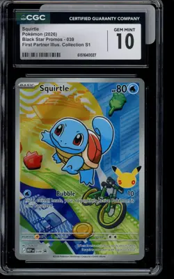 2026 Squirtle 039 First Partner Illustration Collection Pokemon CGC 10 Beautiful - Image 1