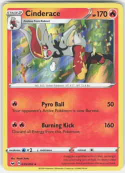 Cinderace 035/202 Holo Rare Sword & Shield Pokemon Holo Near Mint - Image 1