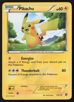 Pikachu 115/114 Secret Rare Pokemon Black & White LP - Image 1