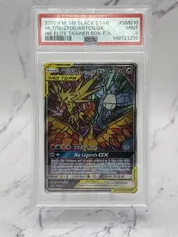 Moltres & Zapdos & Articuno GX SM210 – PSA 9 MINT – Stained Glass Promo - Image 1