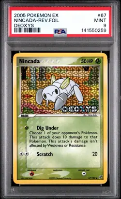 2005 Pokemon EX Deoxys # 67 Nincada Reverse Foil PSA 9 Card NEW CERT! Free Ship! - Image 1