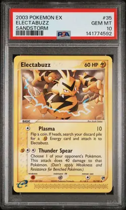 2003 Pokemon EX Sandstorm # 35 Electabuzz PSA 10 Card GEM MINT Low Pop Free Ship - Image 1