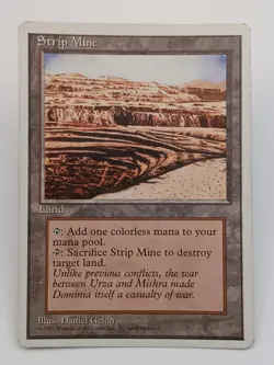 Strip Mine Land Fourth 4th Edition Regular Uncommon MTG 1995 Daniel Gelon LP - Image 1