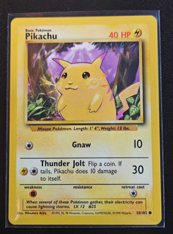 Pokemon - Pikachu Base Set 58/102 Unlimited Common - Lightly Played - Image 1
