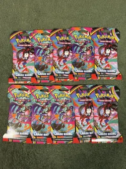 Pokemon TCG 10X Chaos Rising Sleeved Booster Pack Lot Mega Evolution - Image 1