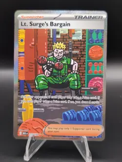 Pokemon Lt. Surge's Bargain Full Art Holo Trainer 185/132 Special Illustration - Image 1