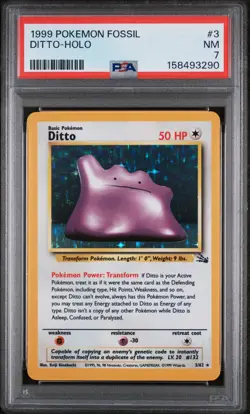 1999 POKEMON FOSSIL #3 DITTO-HOLO PSA 7 - Image 1