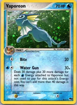 Vaporeon 6/17 POP Series 3 Rare Holo w/ Swirl Pokemon - Image 1