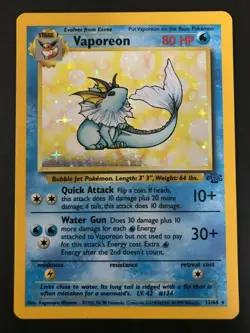 Vintage HOLO Jungle Vaporeon 12/64 Pokemon 1999 wotc #134 Pokemon Card LP/MP - Image 1