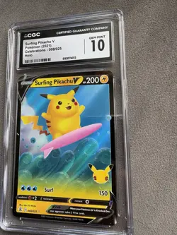 CGC 10 Gem Mint Surfing Pikachu V 008/025 Celebrations Holo Pokemon Card - Image 4
