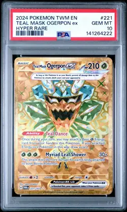 Pokemon Twilight Masquerade 221 Teal Mask Ogerpon EX Hyper Rare PSA 10 GEM MINT! - Image 1