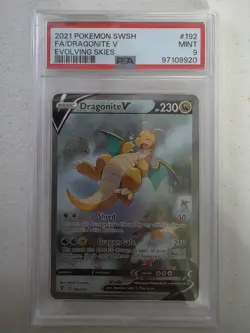 2021 POKEMON SWORD & SHIELD EVOLVING SKIES #192 FA/DRAGONITE V PSA 10 - Image 1