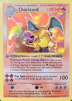 Pokemon Charizard Base Set 4/102 Holo 1st Edition Shadowless - Image 1