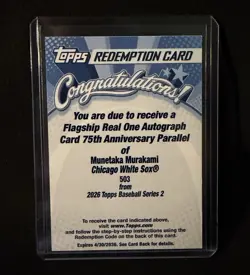2026 Topps Munetaka Murakami Flagship Real One Auto 75th Anniv /75 Redemption - Image 1