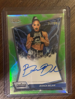 2026 Topps Chrome WWE Bianca Belair Blue Brand On Card Green Auto 03/99 #BBA-BIA - Image 1