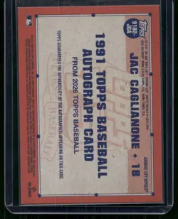 2026 Topps Series 2 Jac Caglianone Rookie Auto 1991 On Card Autographs #91B2-JCA - Image 2