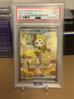 2025 POKEMON BLK EN-BLACK BOLT SPECIAL ILLUSTRATION RARE #167 MELOETTA EX PSA 9 - Image 1