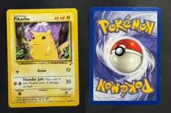 POKEMON UNGRADED PIKACHU 87/130 C WOTC BASE SET 2 HP NON HOLO PKM-259 - Image 1