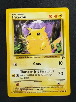 POKEMON UNGRADED PIKACHU 87/130 C WOTC BASE SET 2 HP NON HOLO PKM-259 - Image 2