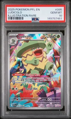 2025 POKEMON PFL EN-PHANTASMAL FLAMES ILLUSTRATION RARE #095 LUDICOLO PSA 10 - Image 1