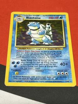 1999 Pokemon Base Set Unlimited Blastoise Rare Holo #2/102 (DMG/HP-) - Image 3