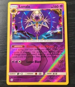 Pokemon Cosmic Eclipse Lunala Reverse Holo Rare Card 102/236 NM - Image 1