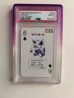 Pokemon Gengar 6 of Spades Red Playing Cards #094A PSA 10 Gem Mint. POP 45! - Image 1
