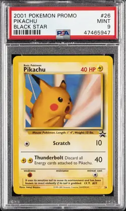 2001 POKEMON PROMO BLACK STAR POKEMON LEAGUE #26 PIKACHU PSA 9 - Image 1