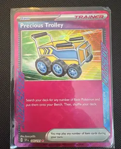Precious Trolley 185/191 Holo NM Pokemon Card SV08 Surging Sparks - Image 1