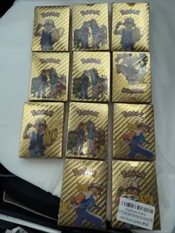 11 New Sealed Pokemon Foil Gold Card Packs 55 cards per pack Fan Art - Image 1