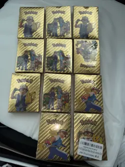 11 New Sealed Pokemon Foil Gold Card Packs 55 cards per pack Fan Art - Image 2