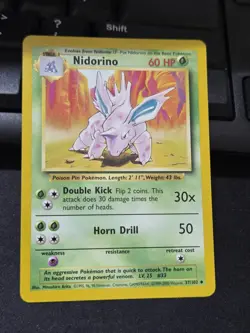 Nidorino 37/102 - UnCommon 1999 English Base Set Pokemon Card - Image 1