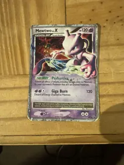 Mewtwo LV.X DP28 Black Star Promo Diamond and Pearl Pokemon Tcg Card Damaged2008 - Image 1