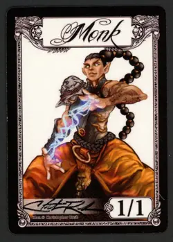 ***Monk Token Signed*** MTG Token Christopher Rush Magic Kid Icarus - Image 1