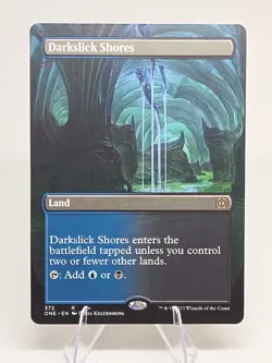 Darkslick Shores (Borderless) X1 ONE MTG Phyrexia: All Will Be One - Image 1