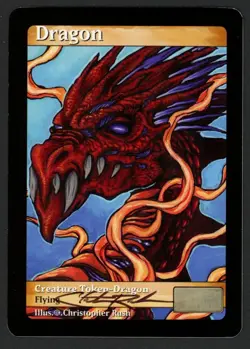 ***Dragon Token Signed*** MTG Token Christopher Rush Magic Kid Icarus - Image 1