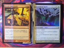 MTG Detainment Spell + Orcish Cannonade TAPE MAJOR ERROR Misprint Connectors - Image 1