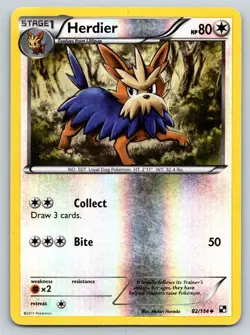 HERDIER 82/114 UC BLACK & WHITE POKEMON REVERSE HOLO MP HARADA - Image 1
