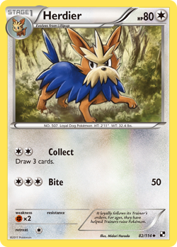 HERDIER 82/114 UC BLACK & WHITE POKEMON REVERSE HOLO MP HARADA - Image 4