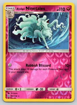 ALOLAN NINETALES 145/236 HOLO R COSMIC ECLIPSE POKEMON REVERSE HOLO LP YAMAKI - Image 1