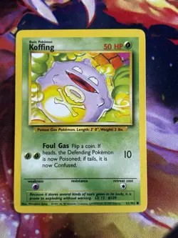 Pokemon TCG Base Set Unlimited Koffing 51/102 Common LP - Image 1