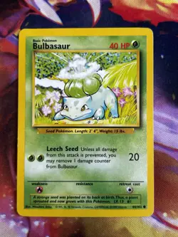 Bulbasaur 44/102 Common Base Set Unlimited Pokemon MP - Image 1