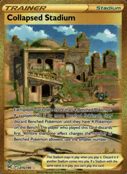 Collapsed Stadium 215/196 Secret Rare Lost Origin Pokemon Holo Near Mint - Image 1